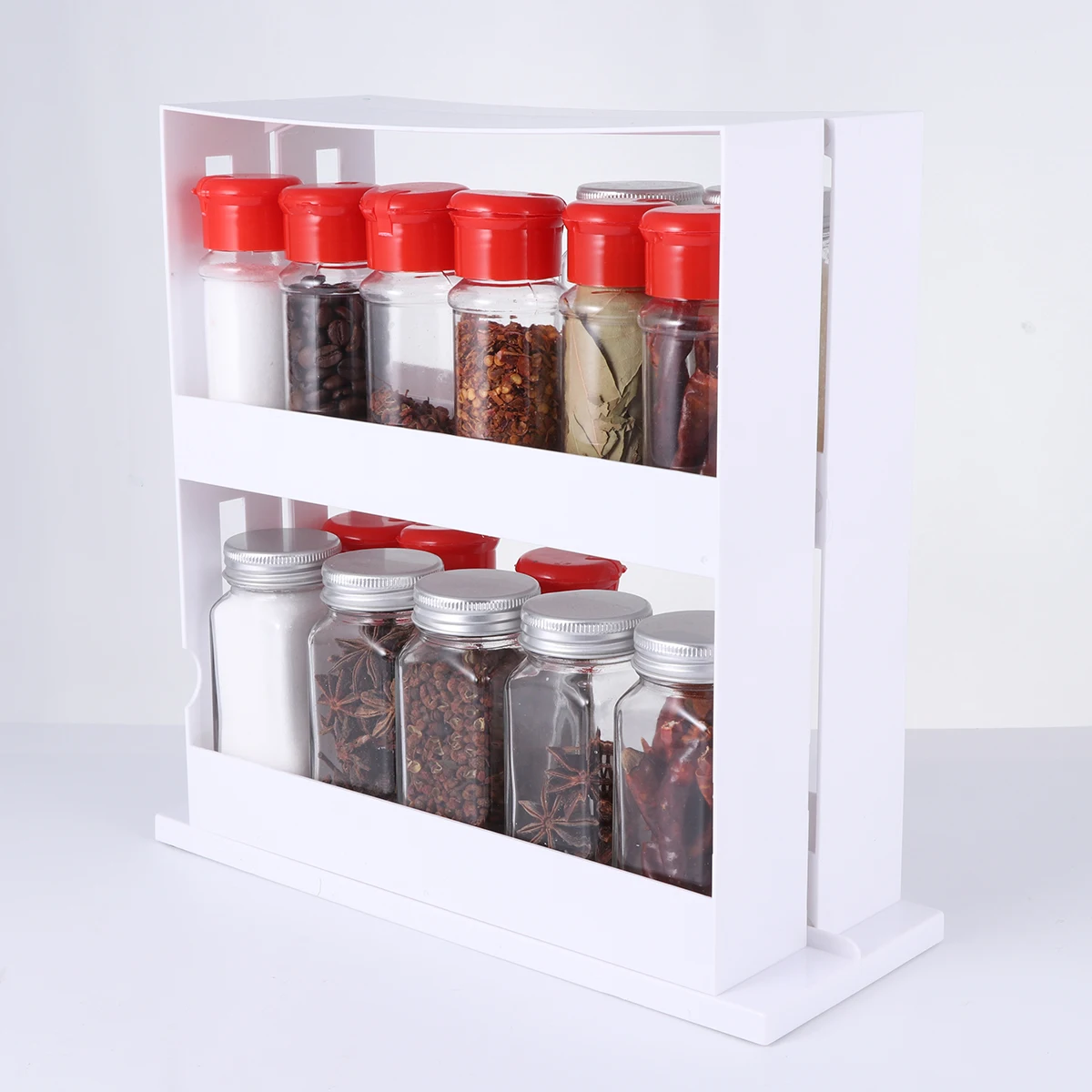 2-Layer Rotating Spice Rack — angle 2, free shipping at JEHORIZON