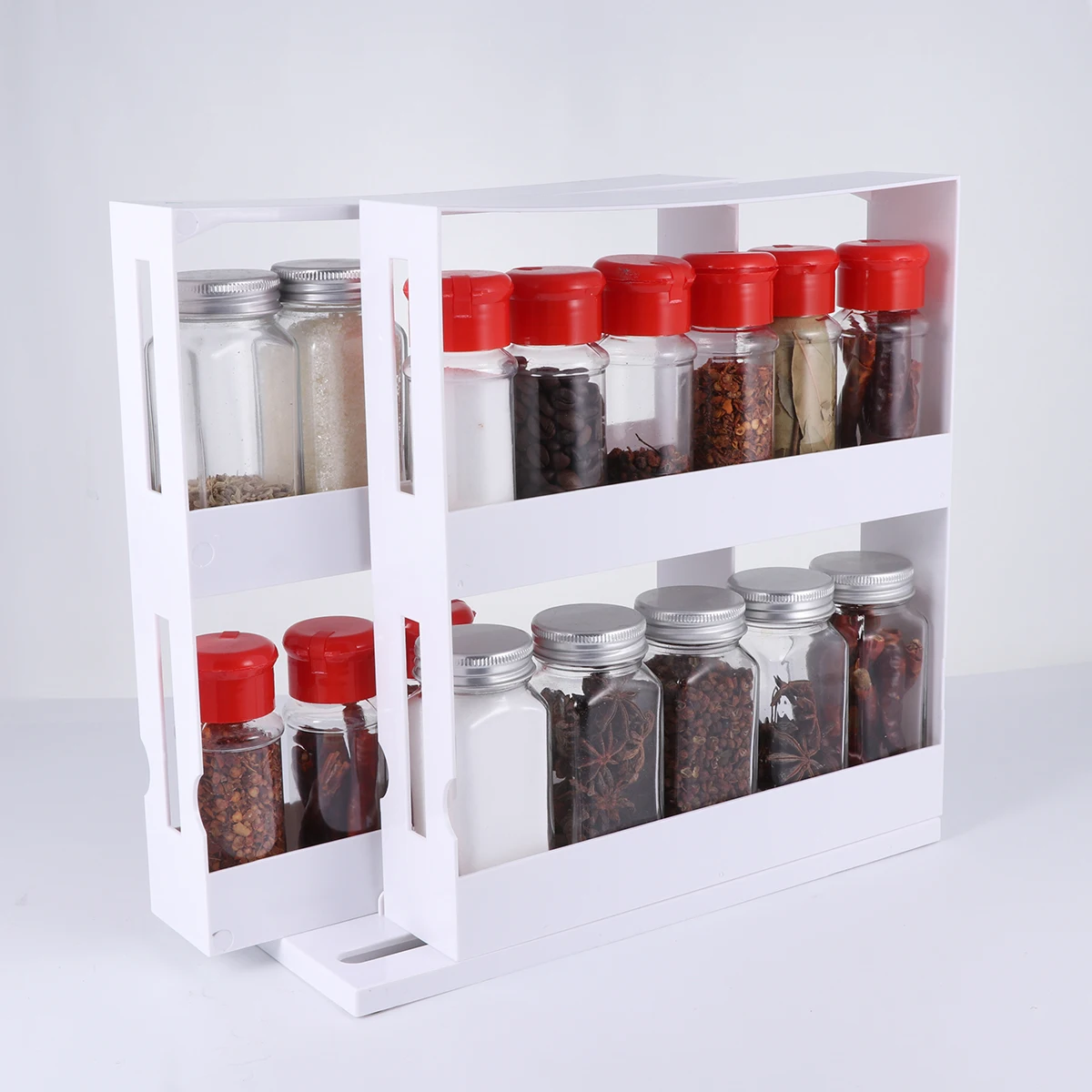 2-Layer Rotating Spice Rack — angle 3, free shipping at JEHORIZON