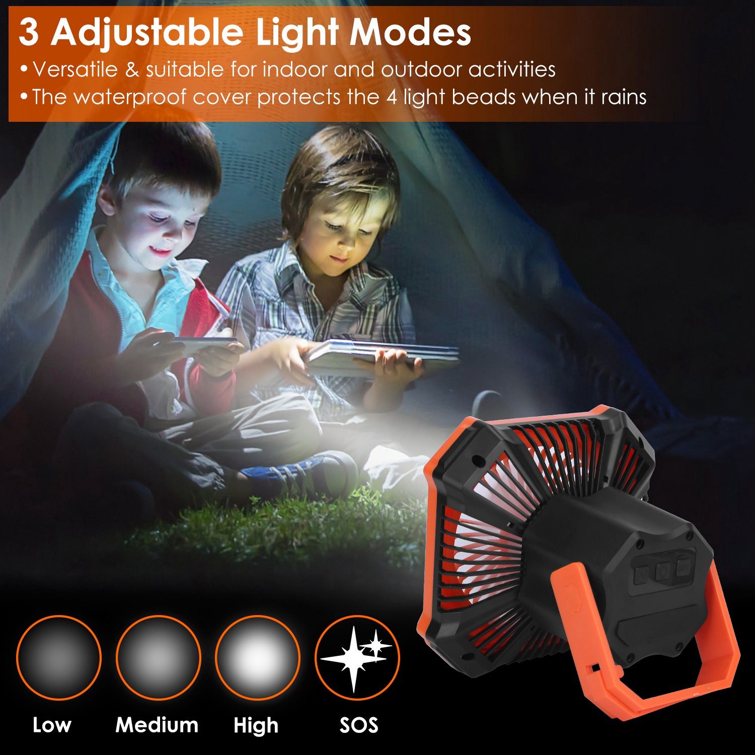 Portable Camping Lantern Fan Outdoor Camping — angle 4, free shipping at JEHORIZON