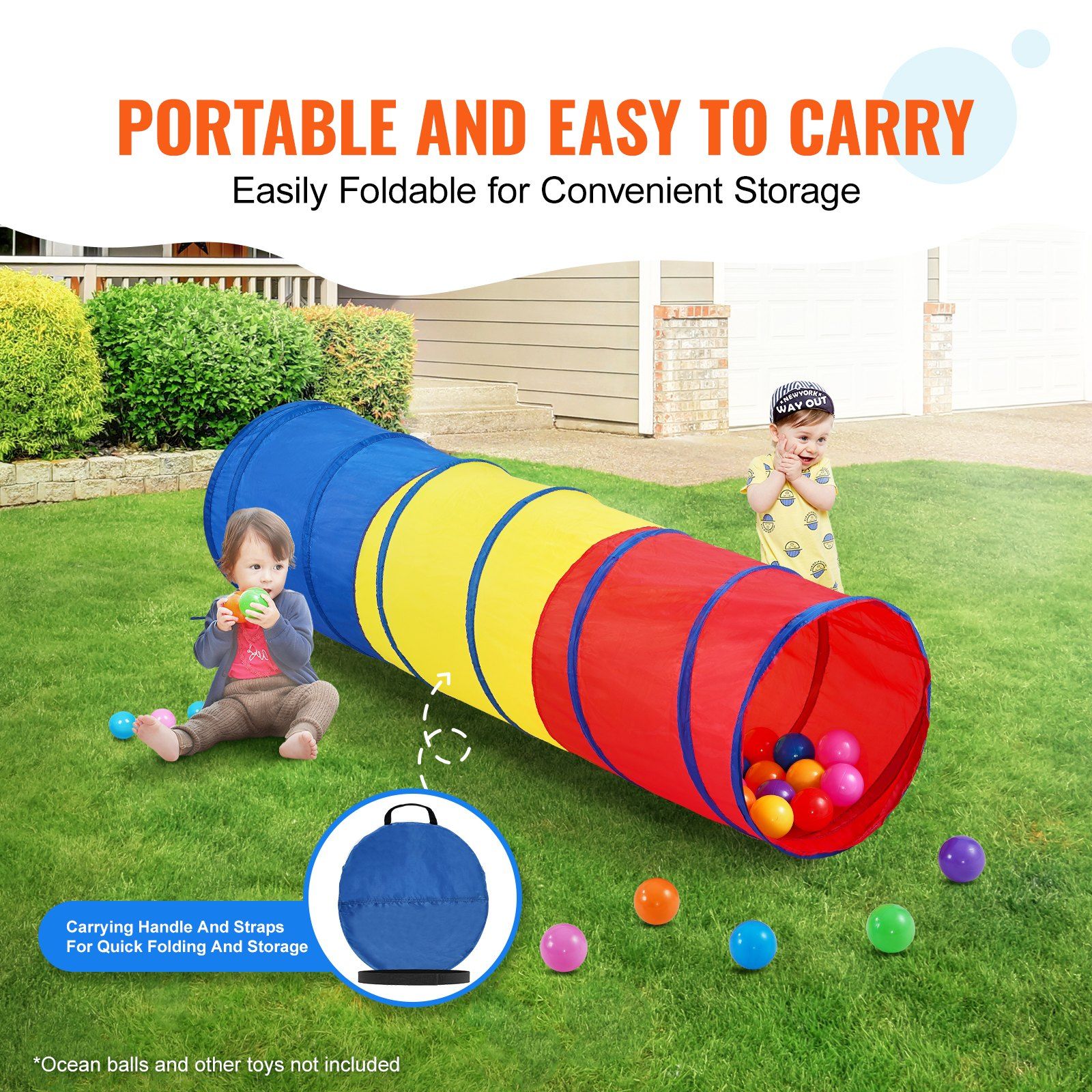 Colorful Pop Up Play Tunnel Kids Baby Kids — angle 5, free shipping at JEHORIZON