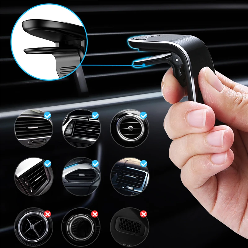 Magnetic Car Vent Phone Holder — angle 3, free shipping at JEHORIZON