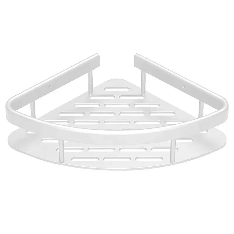 White Triangular Bathroom Corner Rack Trending — angle 5, free shipping at JEHORIZON