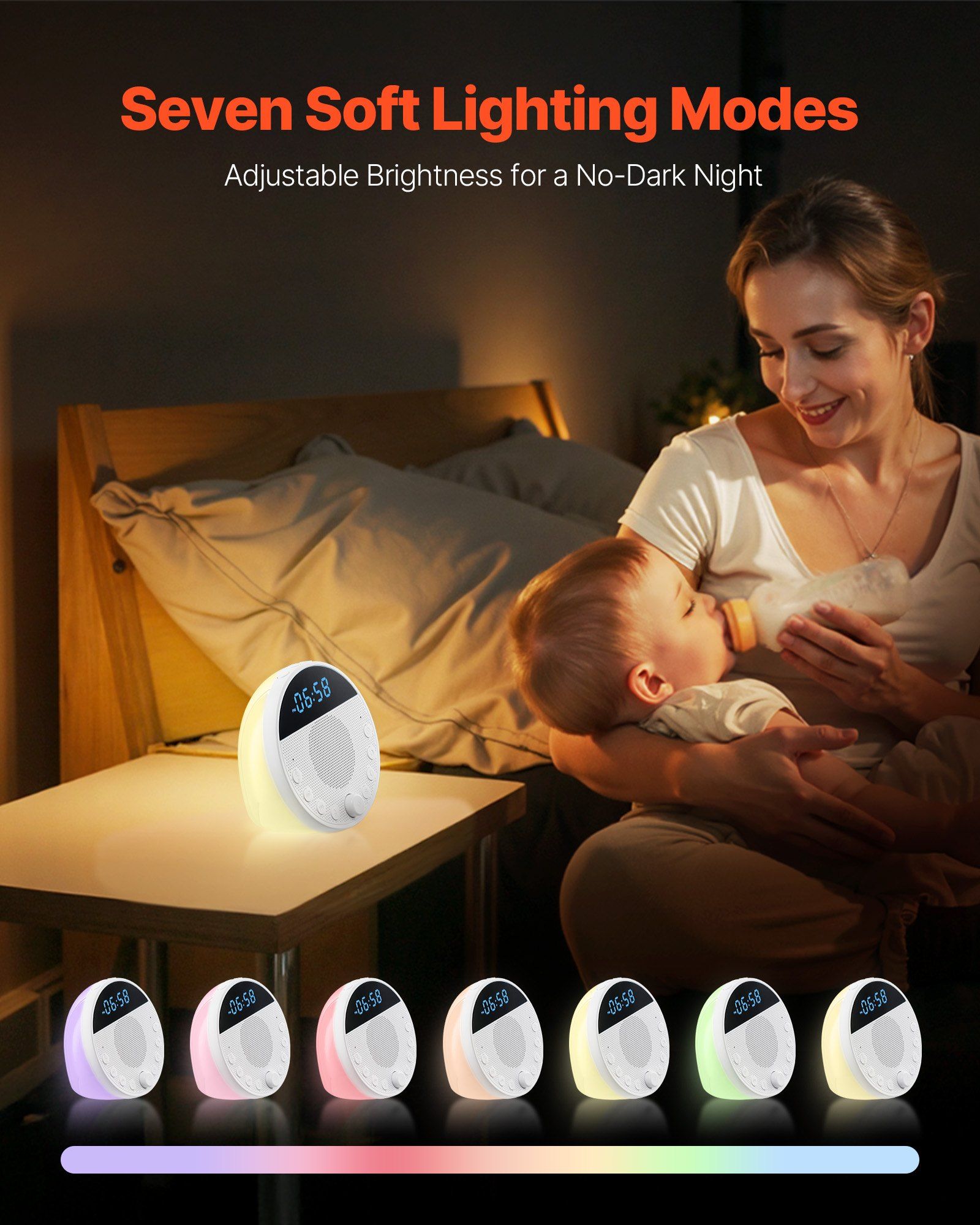 Baby Sleep Sound Machine with Night Light — angle 3, free shipping at JEHORIZON