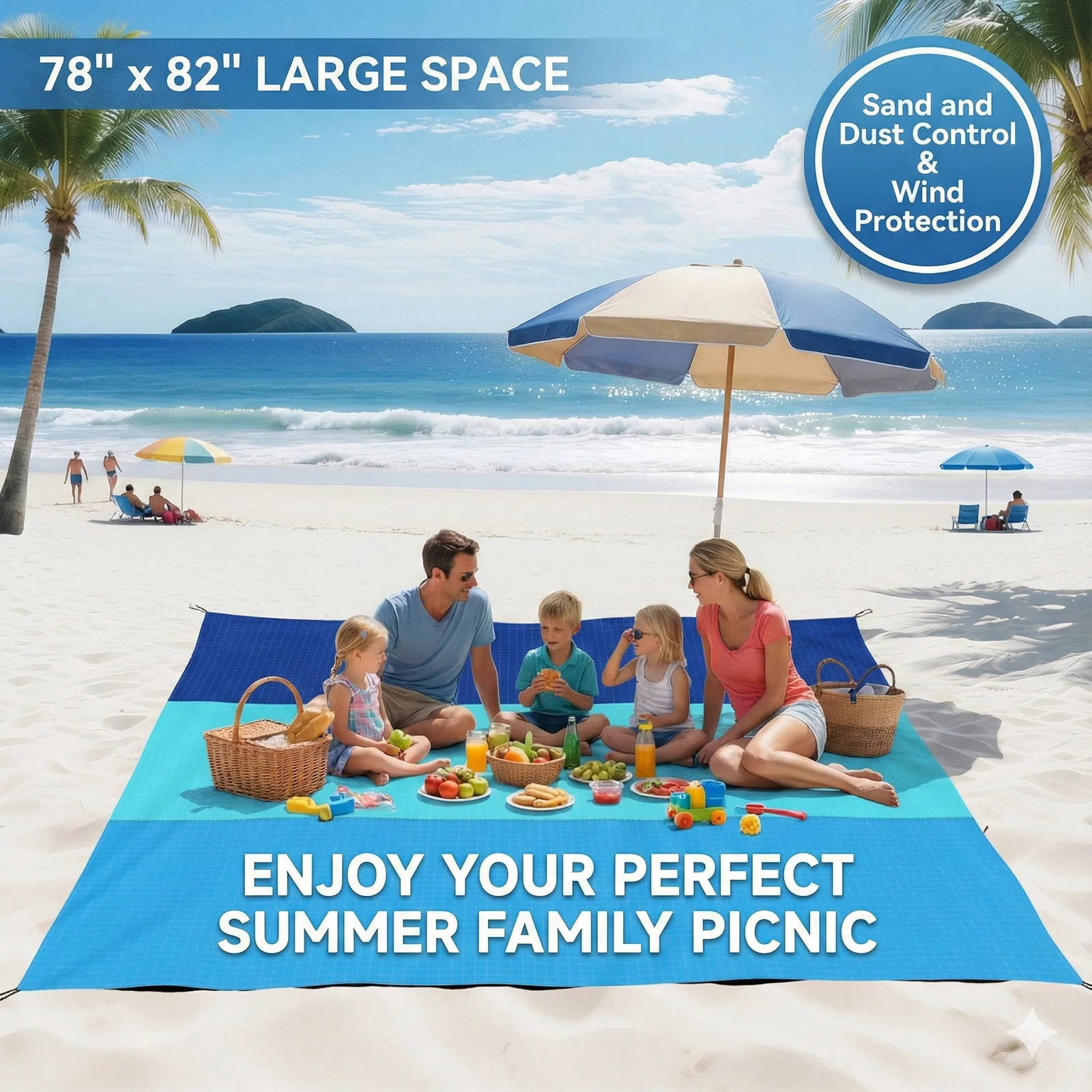 Sand-Free Oversized Beach Blanket — angle 5, free shipping at JEHORIZON