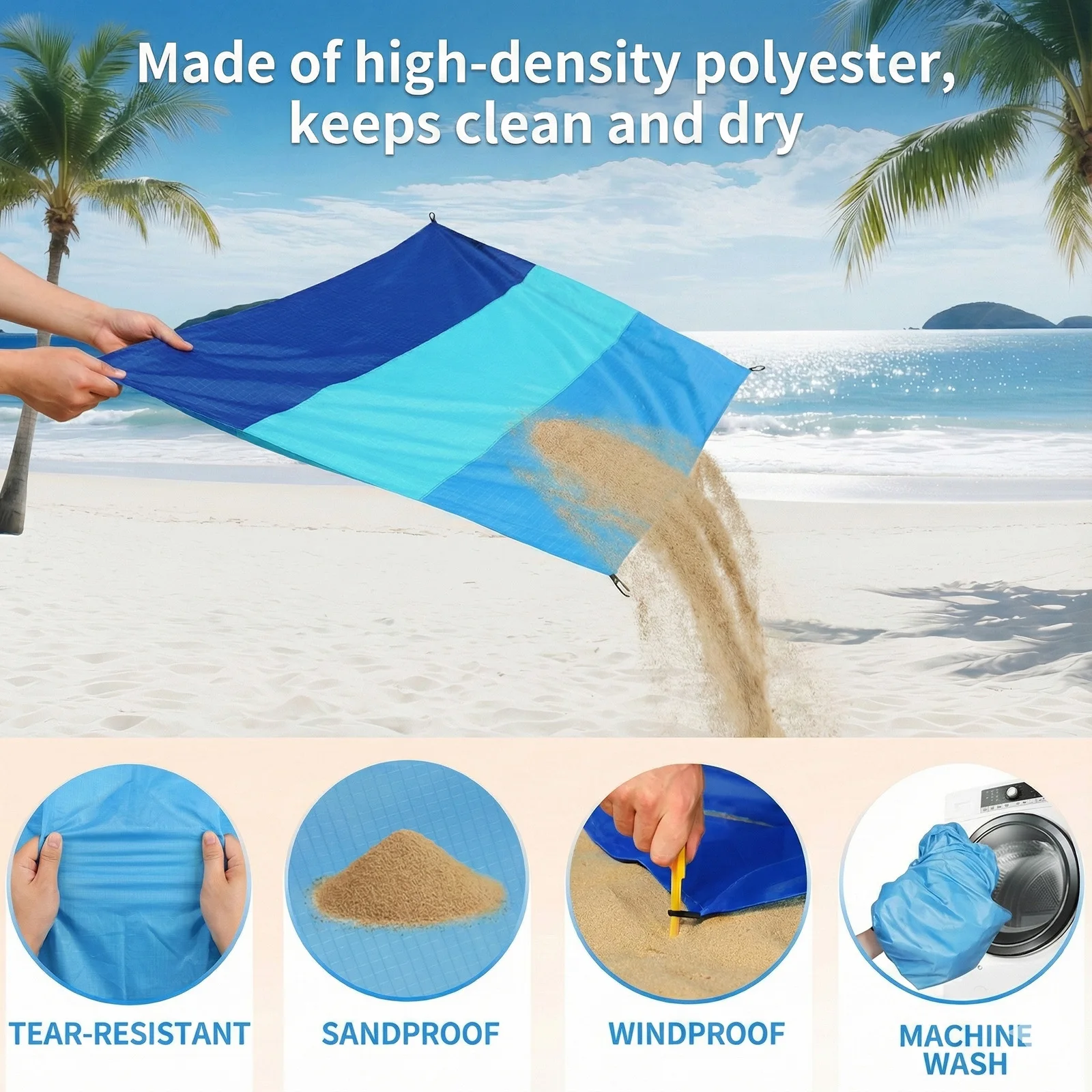 Sand-Free Oversized Beach Blanket — angle 6, free shipping at JEHORIZON