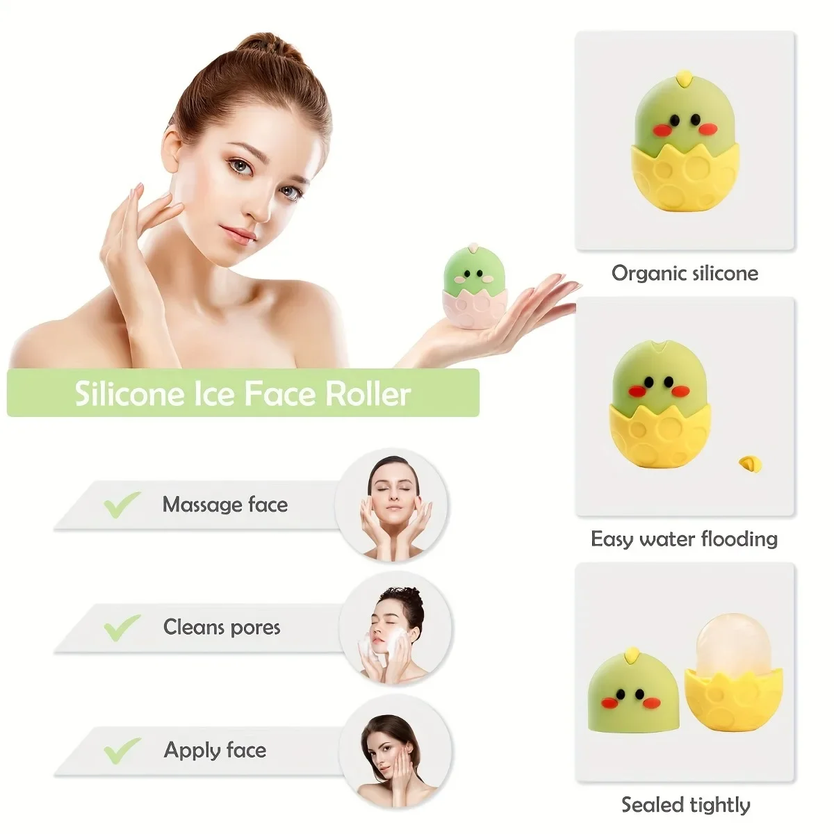 Ice Face Roller Ice Cube Beauty Massage Silicone Ice Mold for Eye Puffiness — angle 4, free shipping at JEHORIZON