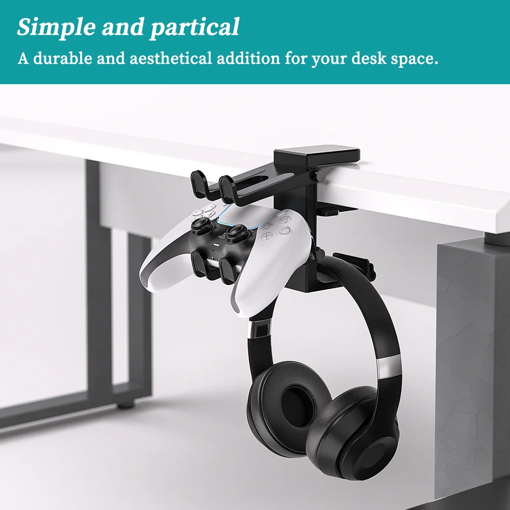 2-in-1 Gaming Headset Desk Clamp — angle 3, free shipping at JEHORIZON