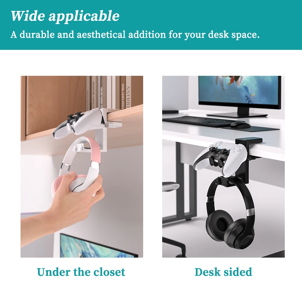 2-in-1 Gaming Headset Desk Clamp — angle 4, free shipping at JEHORIZON