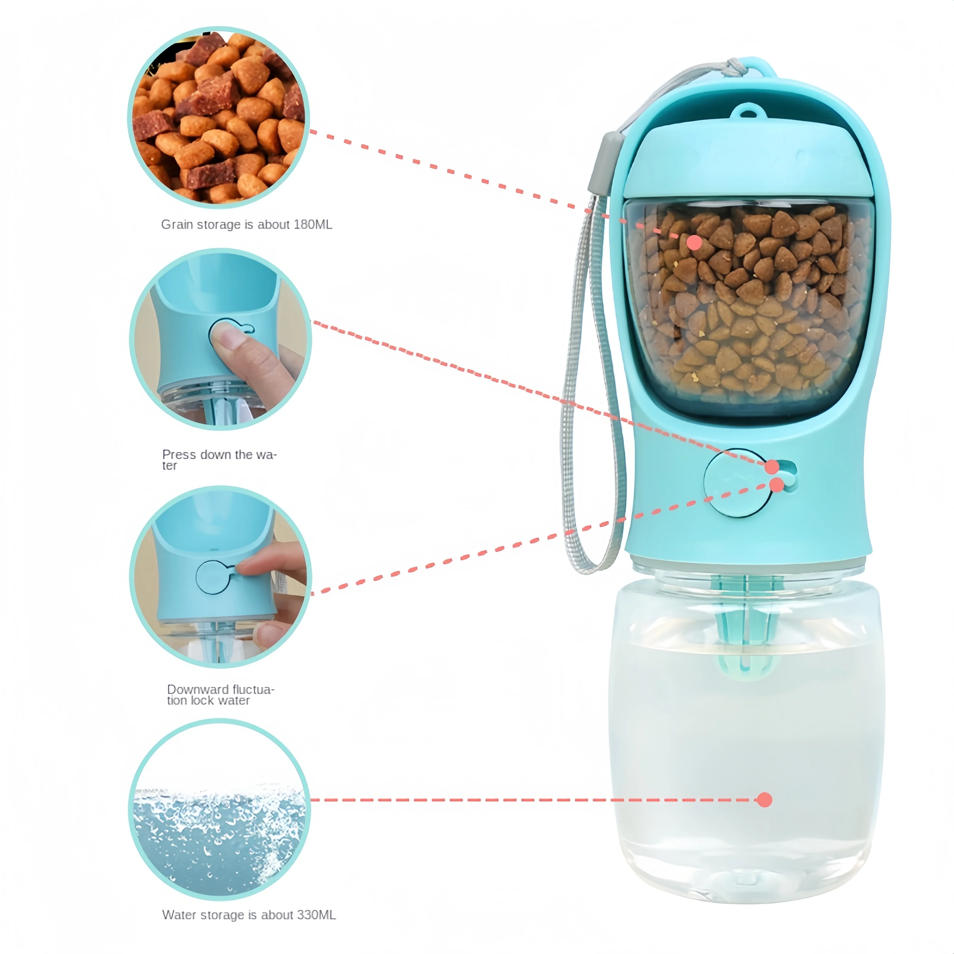Portable Pet Water Bottle — angle 4, free shipping at JEHORIZON