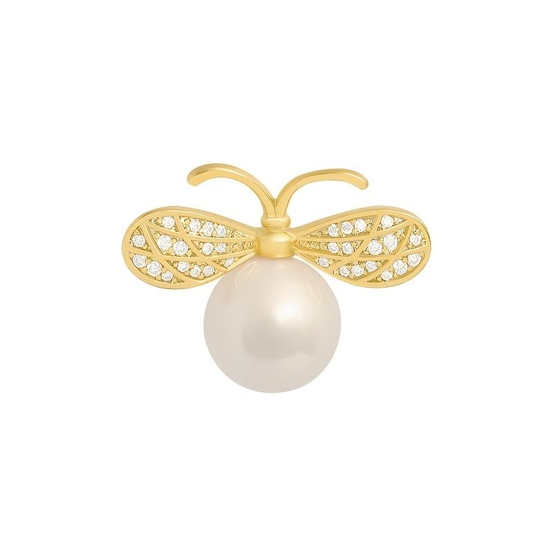 Bee Faux Pearl Brooch Pin Fashion — angle 3, free shipping at JEHORIZON