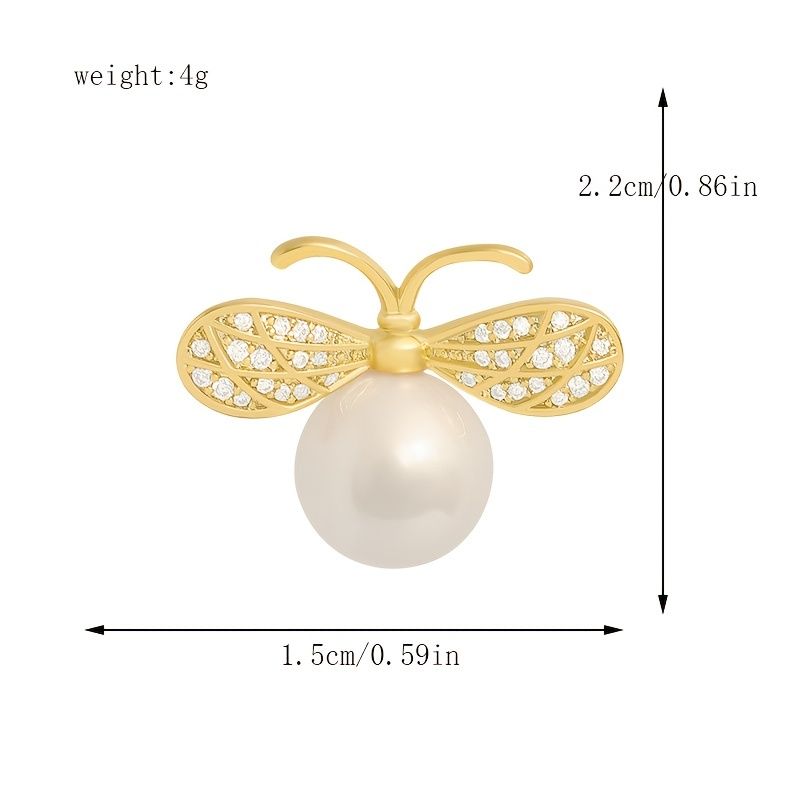 Bee Faux Pearl Brooch Pin Fashion — angle 5, free shipping at JEHORIZON