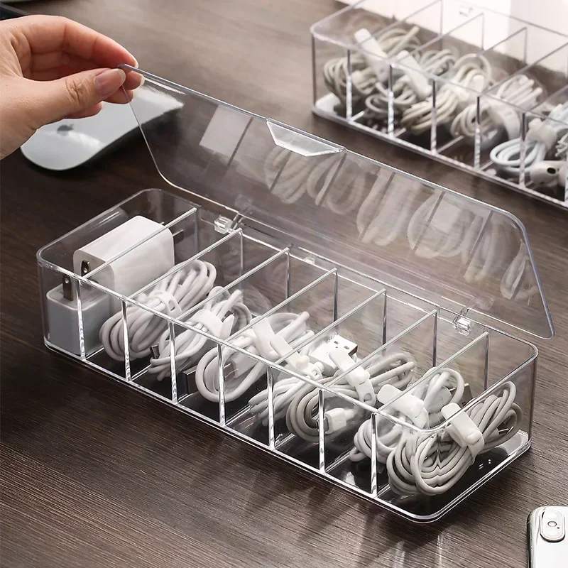 Transparent Cable Storage Box — angle 2, free shipping at JEHORIZON