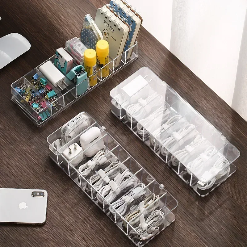 Transparent Cable Storage Box — angle 5, free shipping at JEHORIZON
