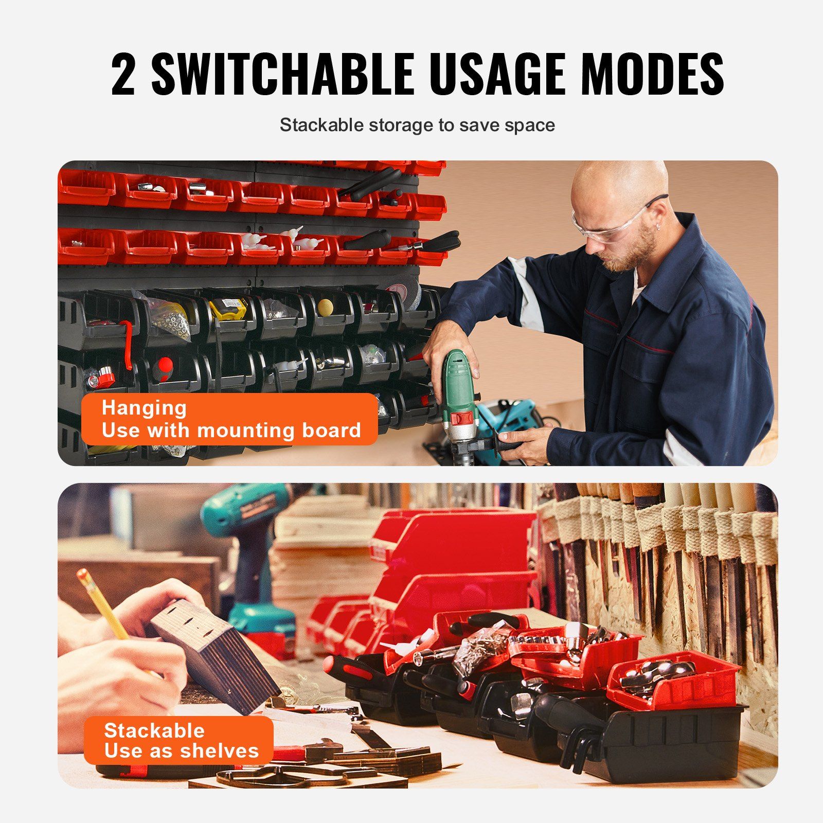 Wall Mounted Storage Bins — angle 3, free shipping at JEHORIZON