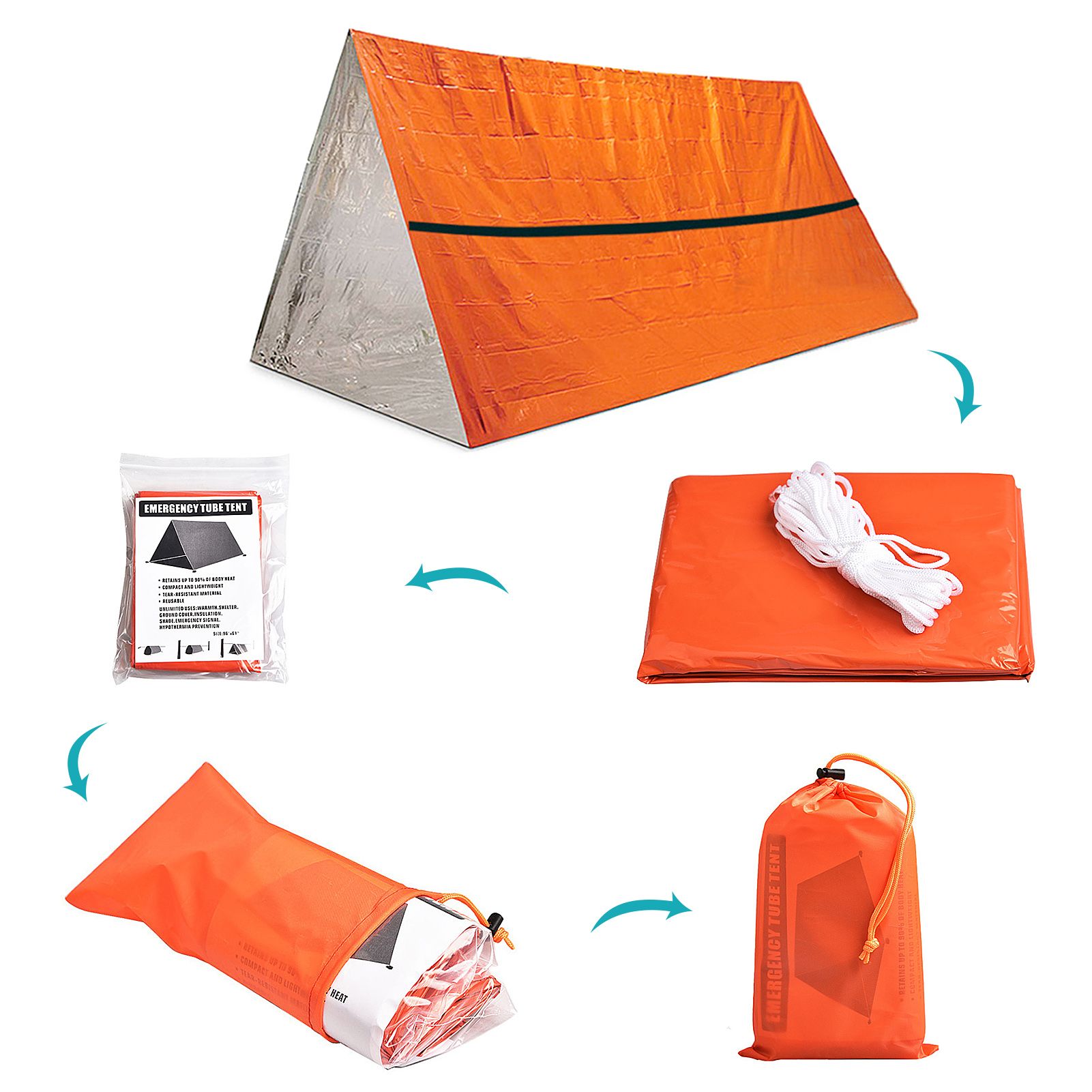 Thermal Emergency Sleeping Bag — angle 4, free shipping at JEHORIZON