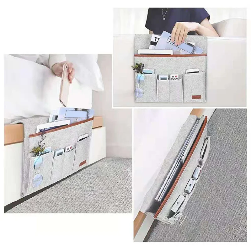 Felt Bedside Storage Bag — angle 5, free shipping at JEHORIZON