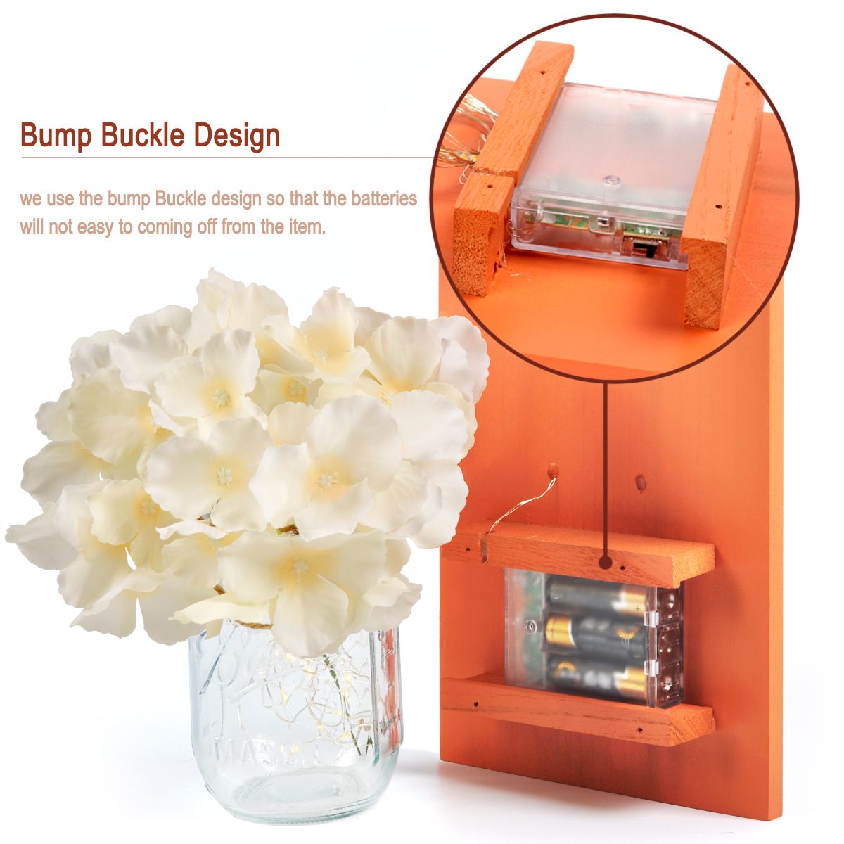 Vintage Mason Jar LED Wall Lights 2-Pack Home Decor — angle 2, free shipping at JEHORIZON