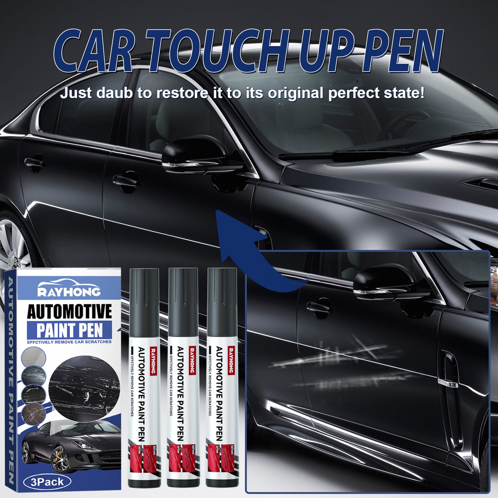 Rayhong Car Scratch Touch-Up Pen Automotive — angle 3, free shipping at JEHORIZON