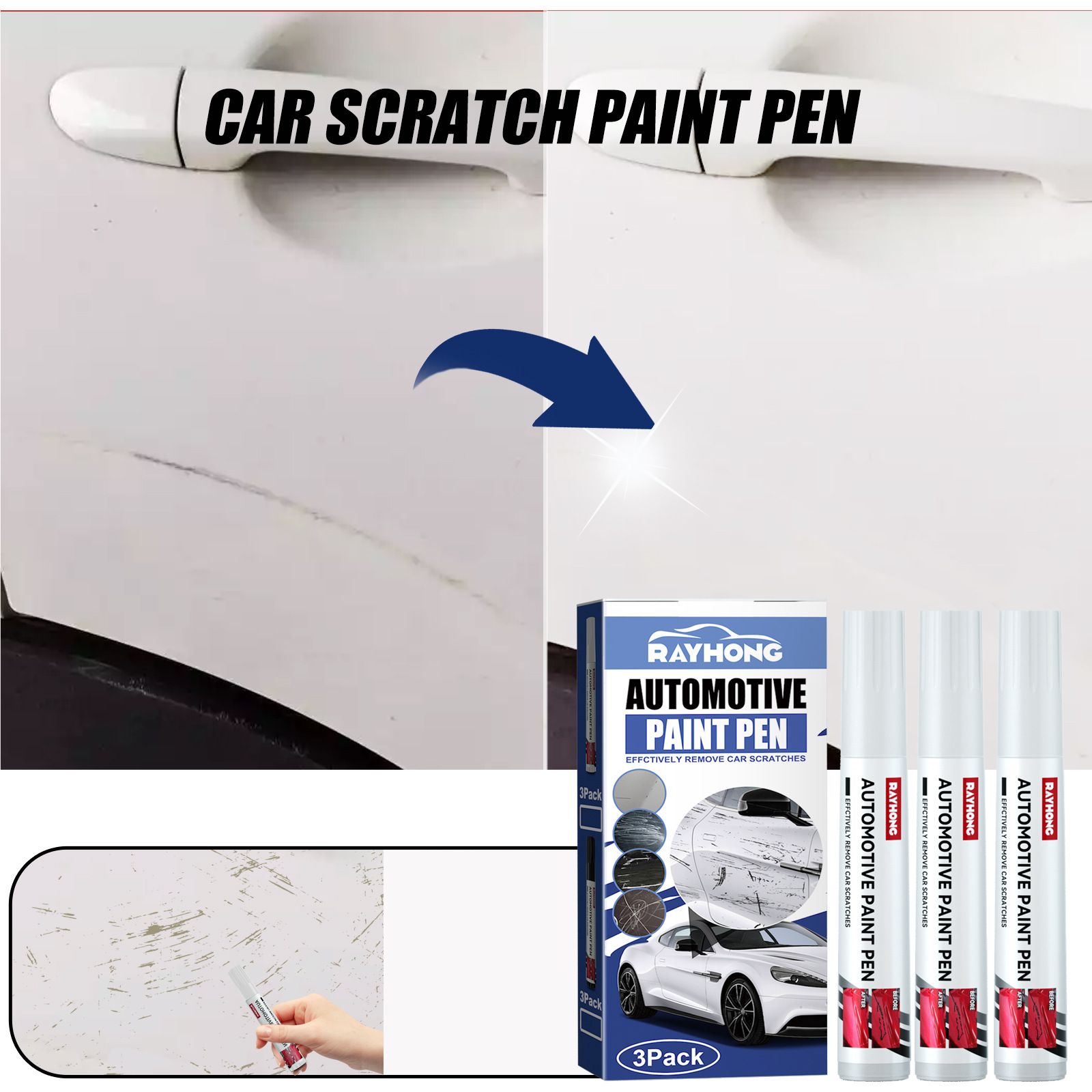 Rayhong Car Scratch Touch-Up Pen Automotive — angle 5, free shipping at JEHORIZON
