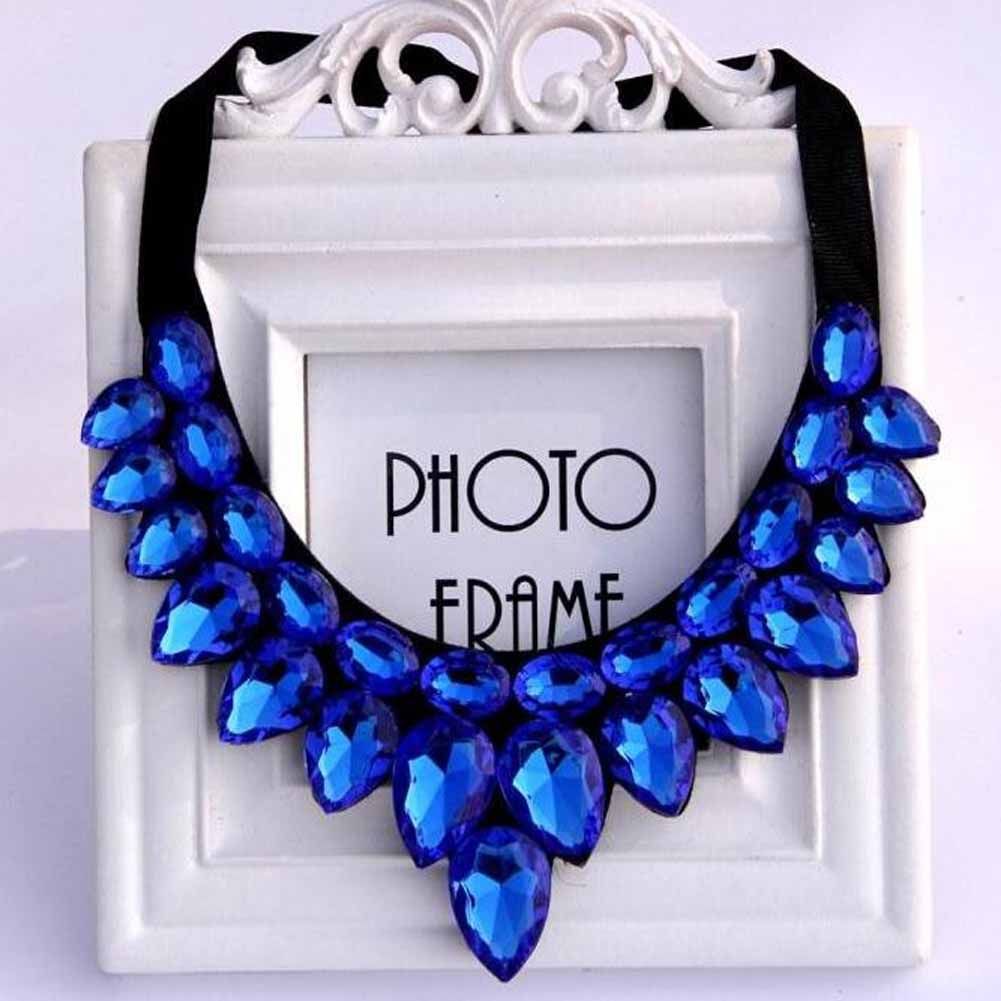 Blue Drops Acrylic Choker Necklace — angle 2, free shipping at JEHORIZON