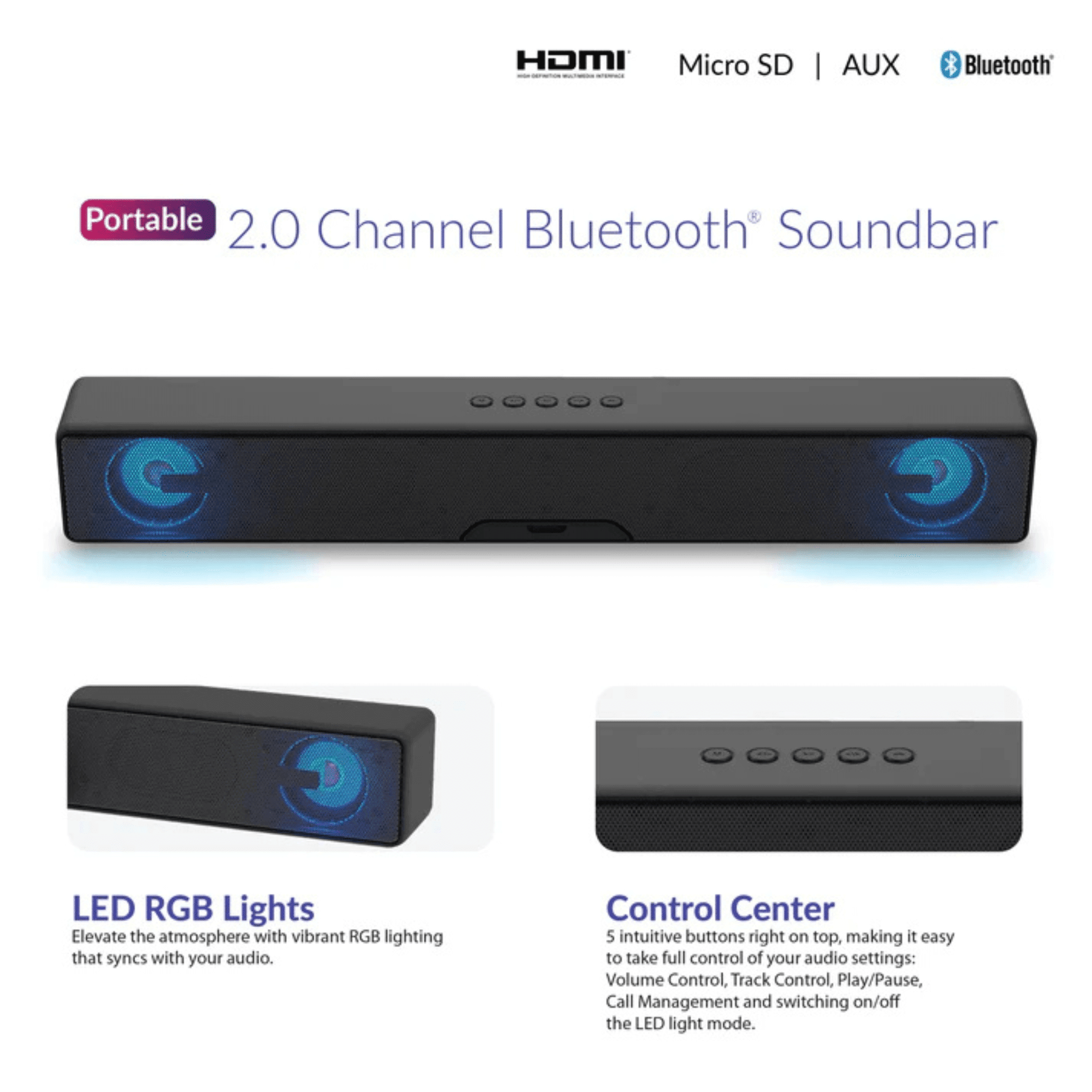 Supersonic Portable Bluetooth Soundbar - variant view 9