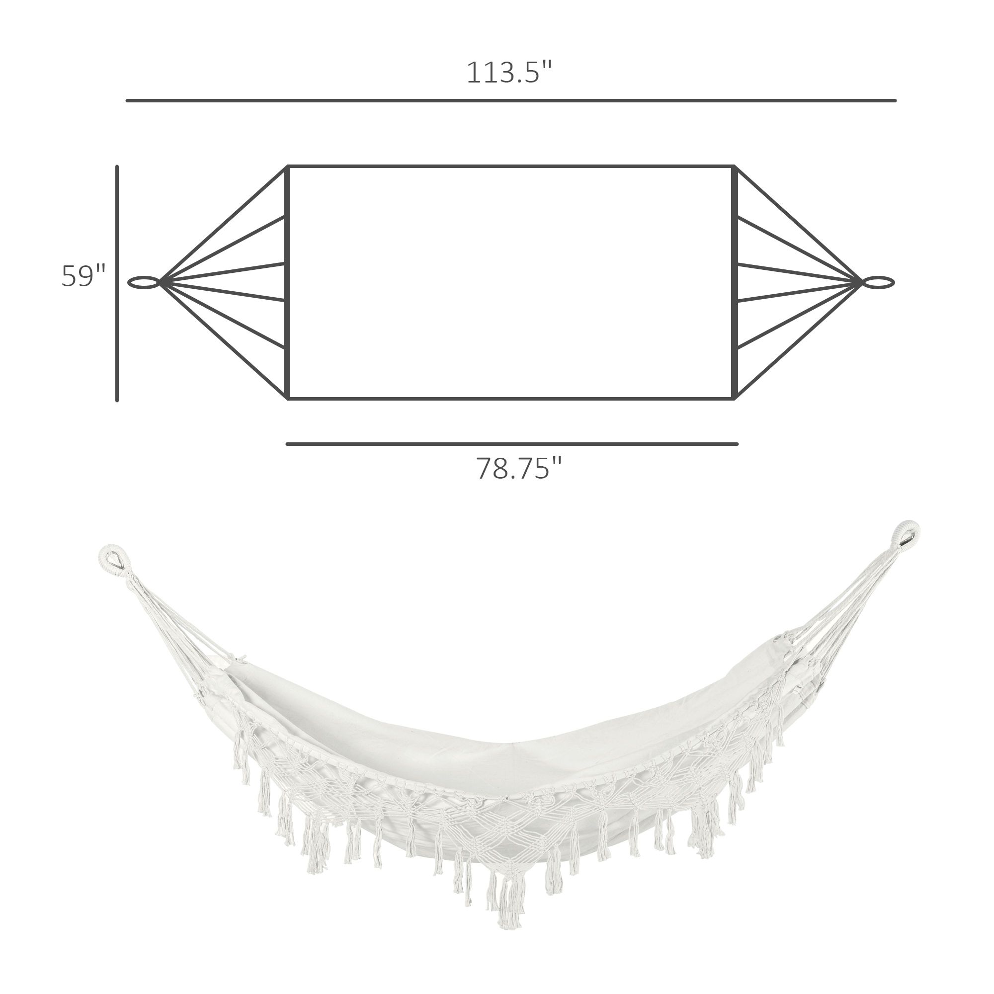 Extra Large Boho Hammock with Tassel Fringe - variant view 5