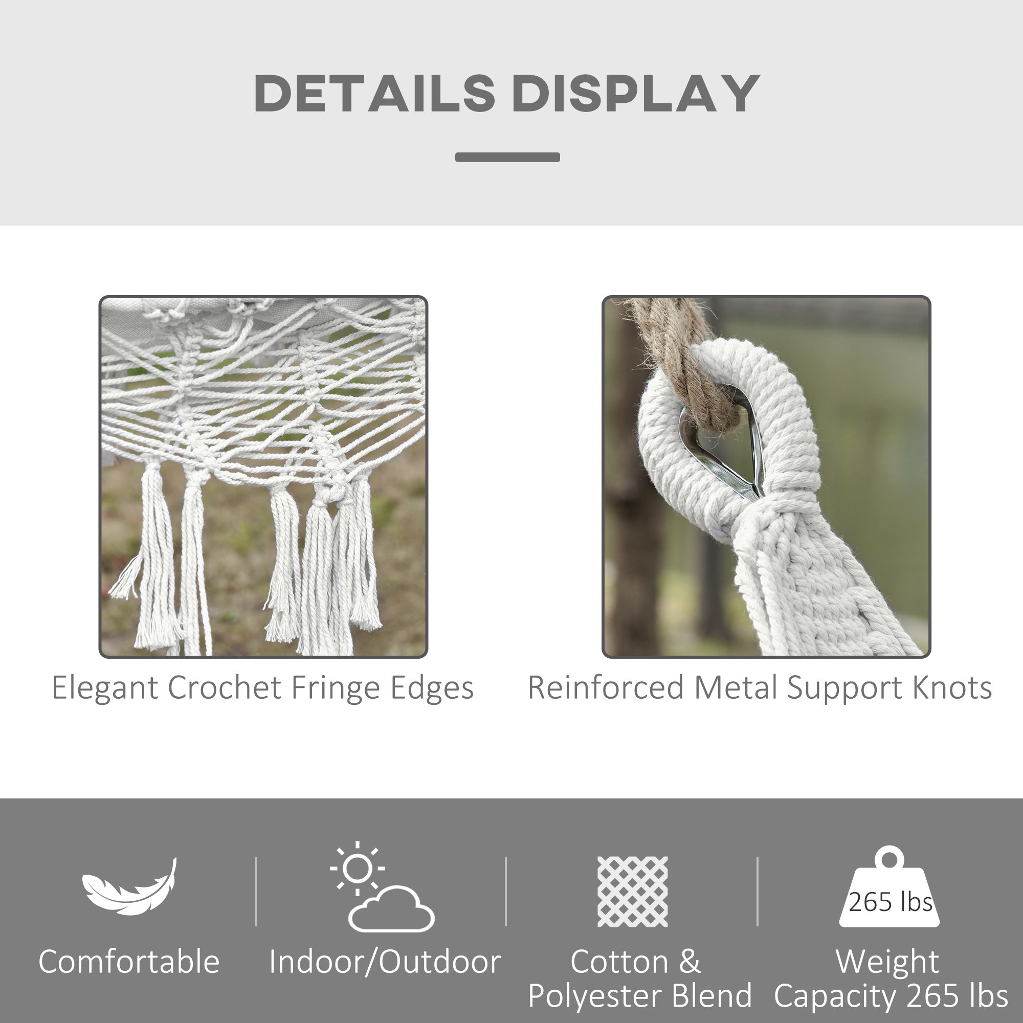 Extra Large Boho Hammock with Tassel Fringe - variant view 6