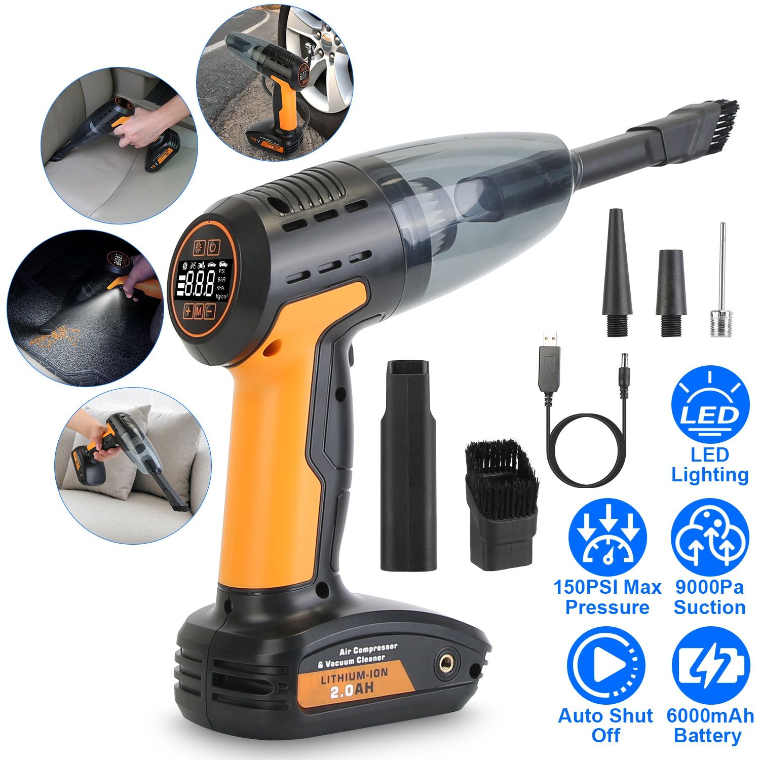 Cordless Car Cleaner and Tire Pump Combo - variant view 11