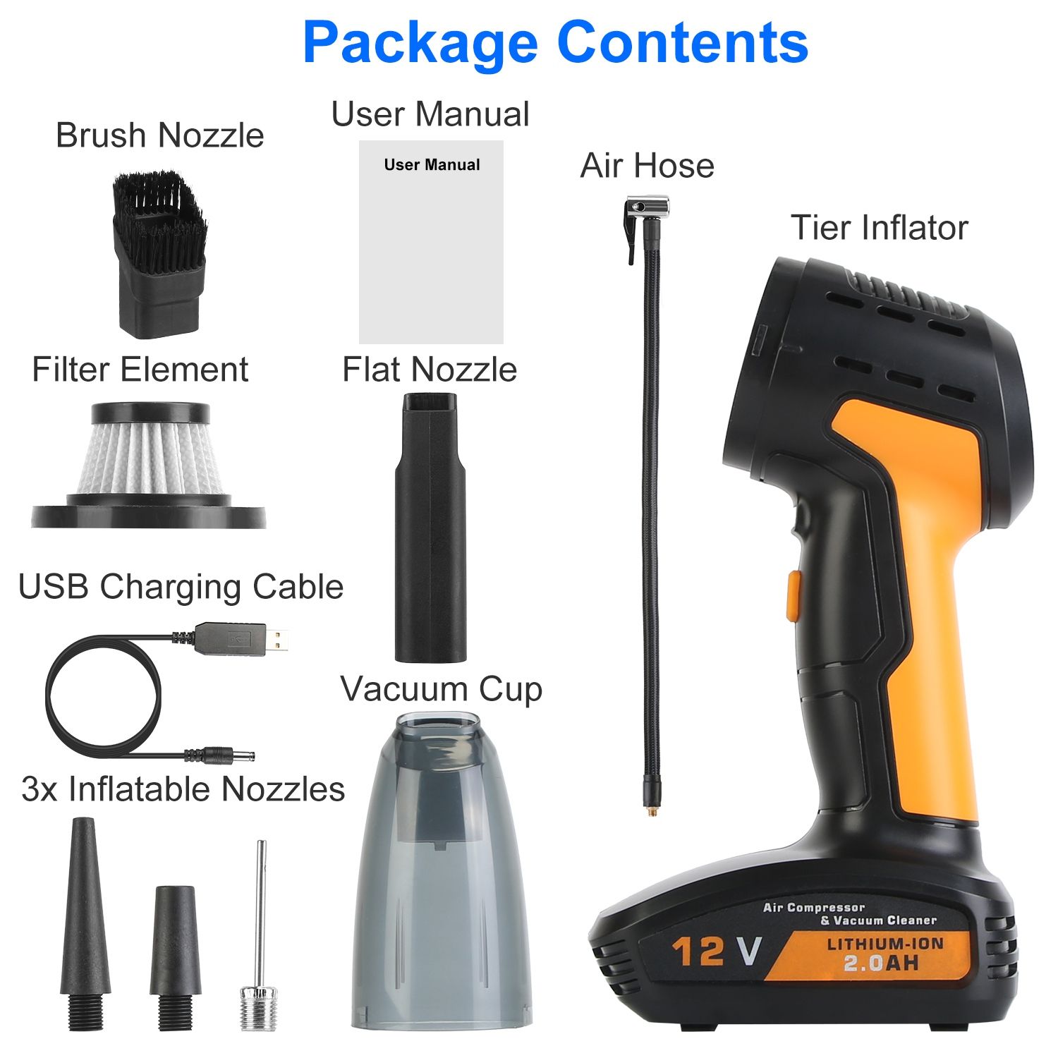 Cordless Car Cleaner and Tire Pump Combo - variant view 17