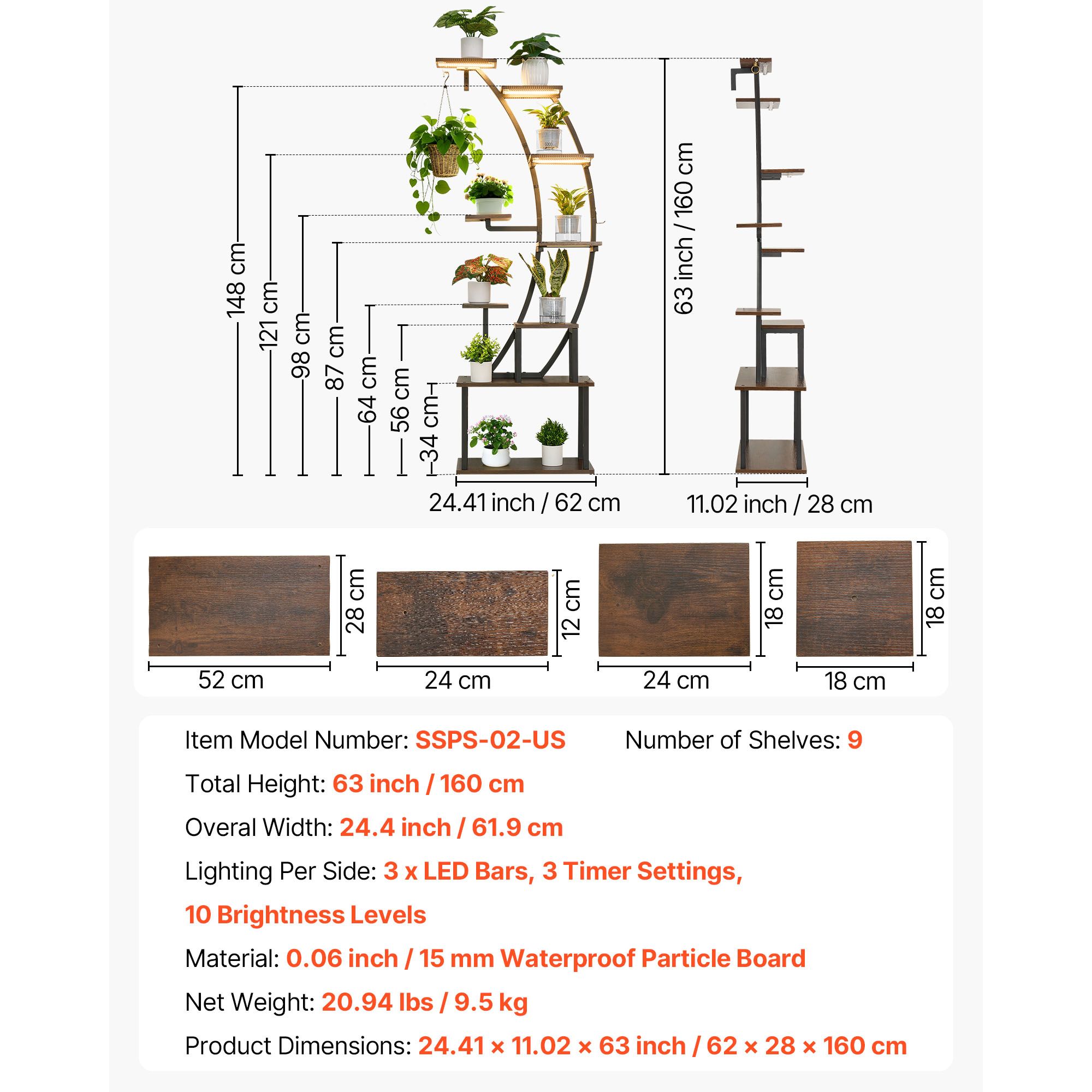 Plant Stand Indoor Grow Lights Patio Garden - variant view 7
