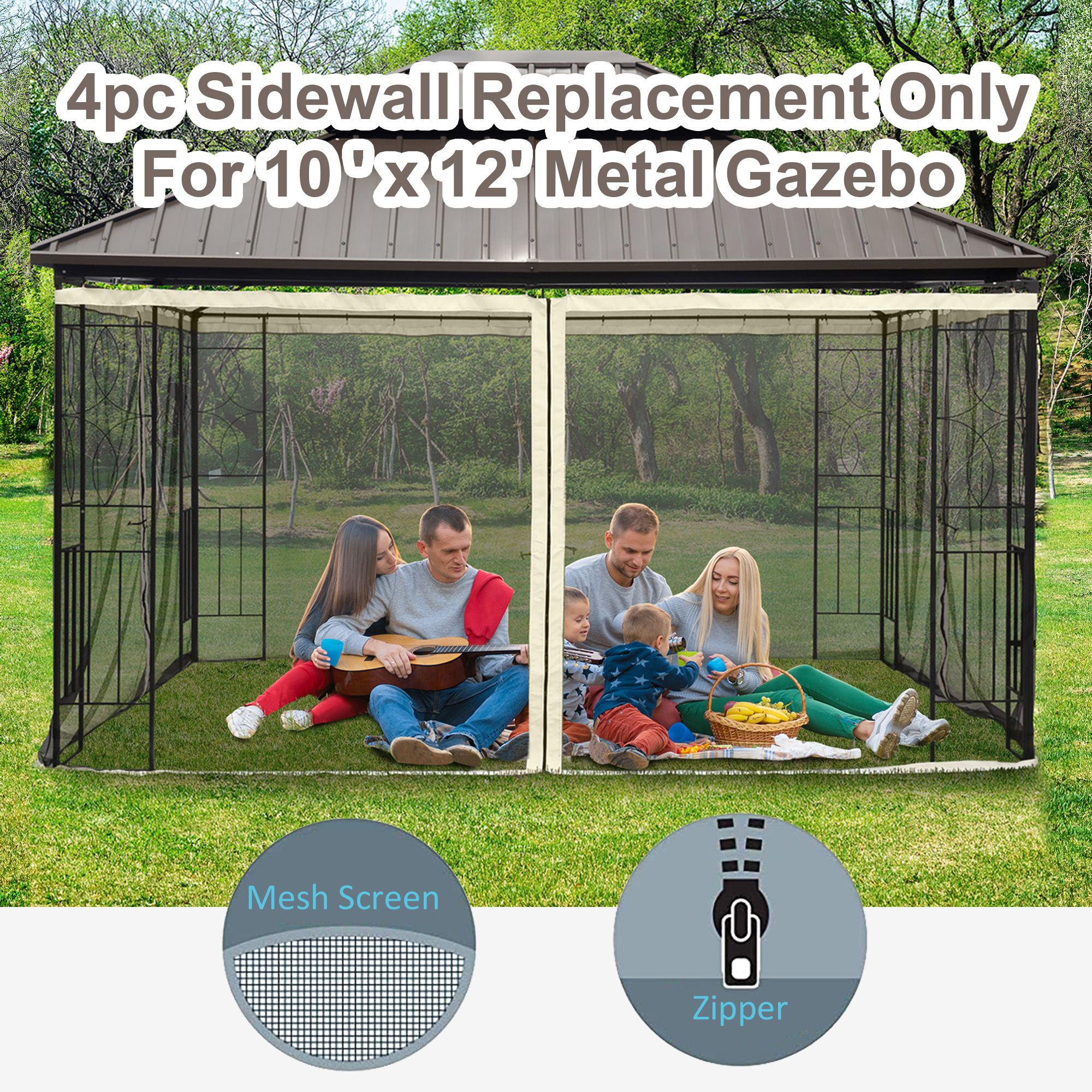 Gazebo Mesh Sidewall Netting (Cream) - variant view 6
