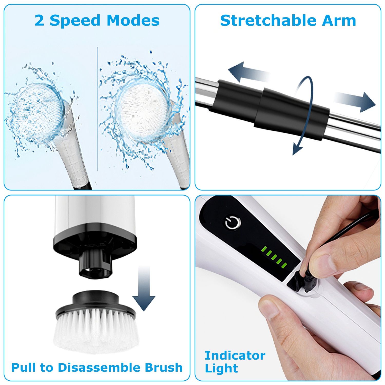 Electric Spin Scrubber — Cordless, 4 Brush Heads, Bathroom and Kitchen Cleaner - variant view 7