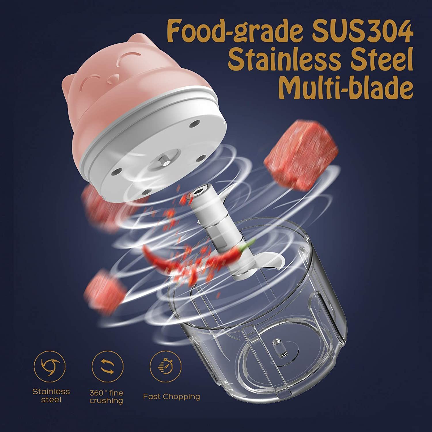 Mini Pink Garlic Chopper Kitchen Dining - variant view 6