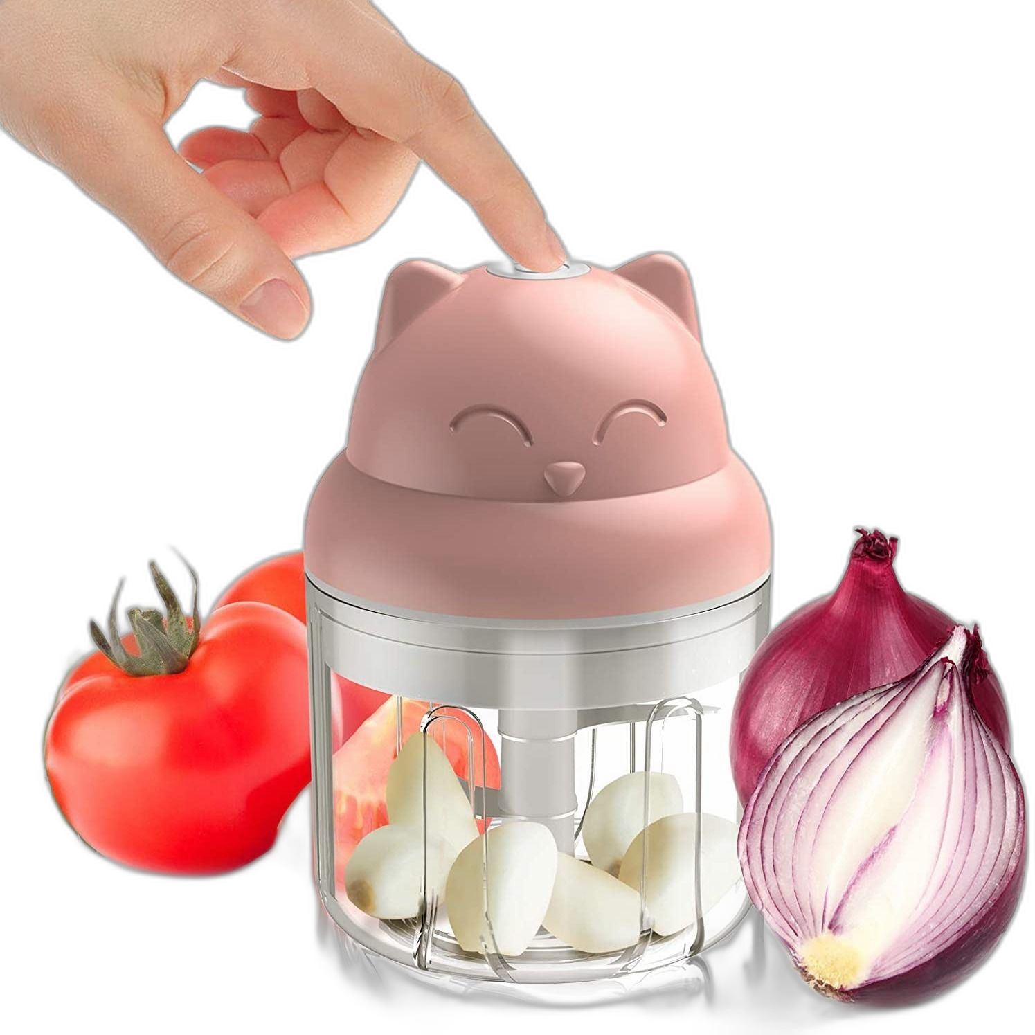 Mini Pink Garlic Chopper — angle 2, free shipping at JEHORIZON