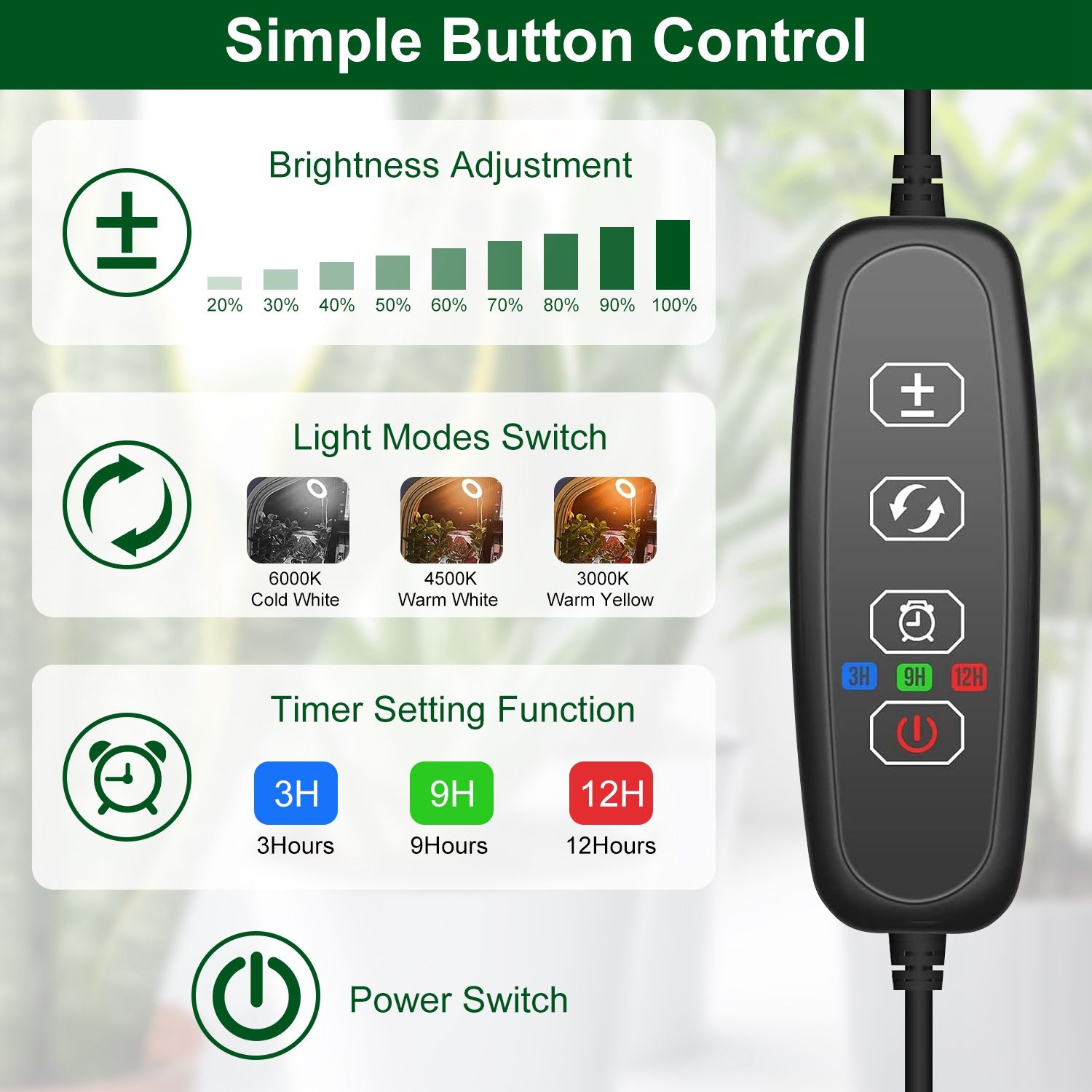 LED Plant Grow Light with Timer and Dimmer - variant view 4