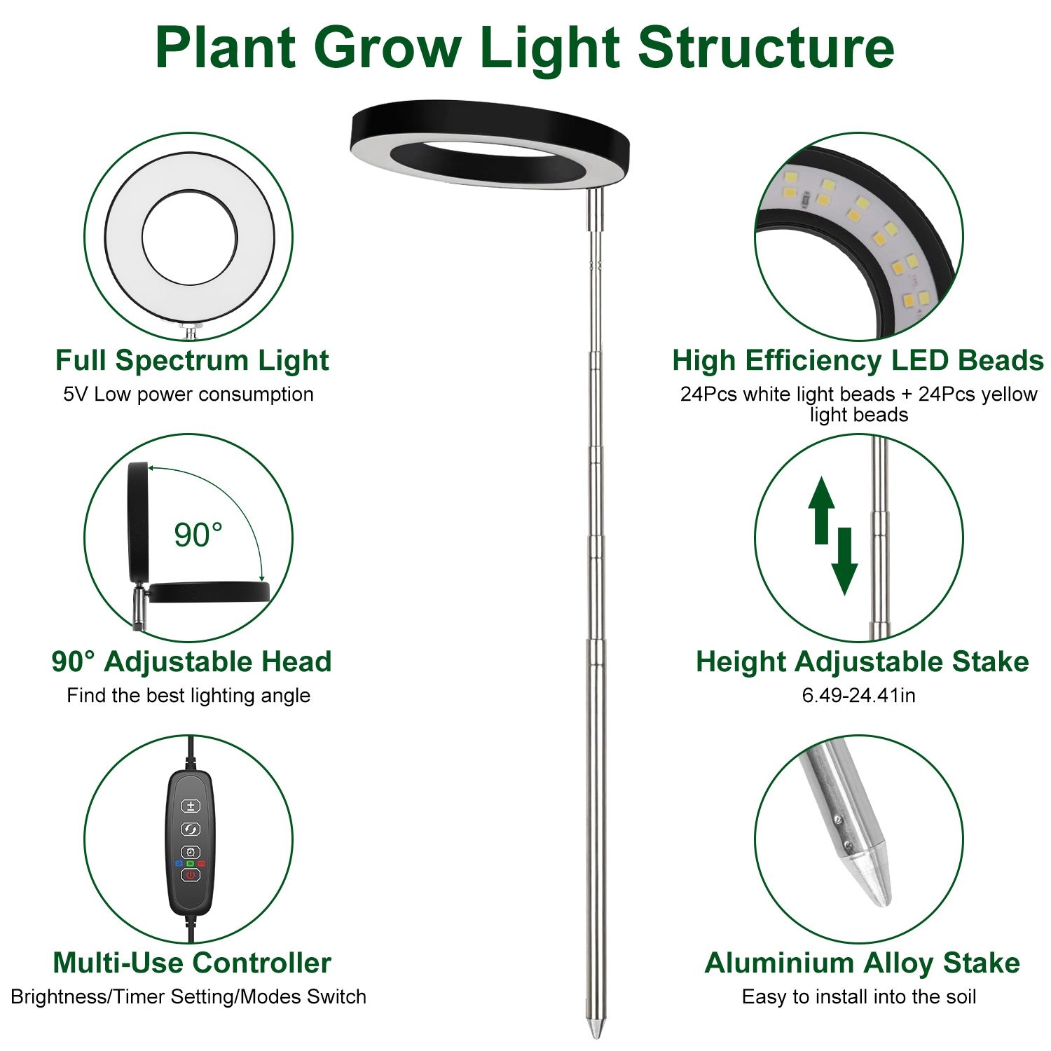 LED Plant Grow Light with Timer and Dimmer - variant view 5