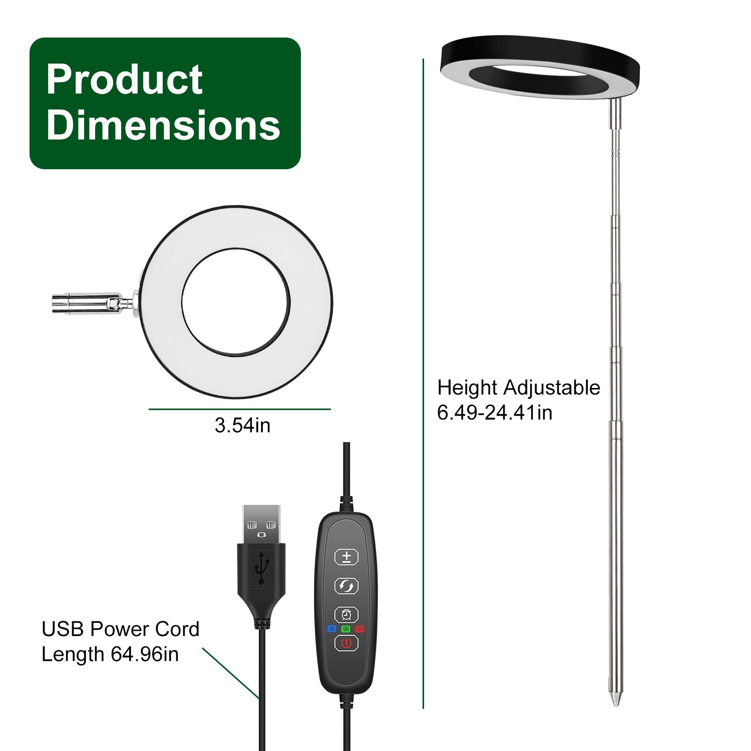 LED Plant Grow Light with Timer and Dimmer - variant view 8