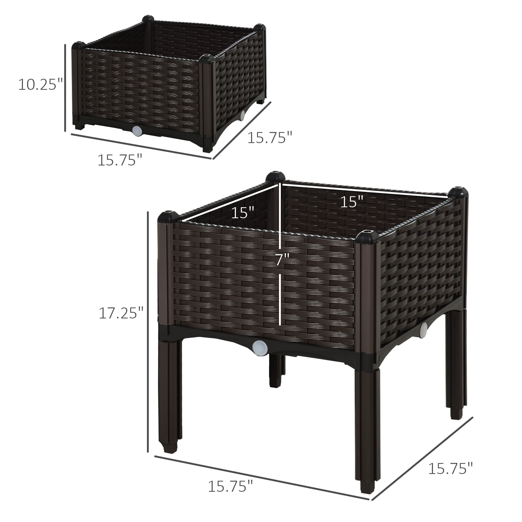 Brown Raised Garden Planter Set with Self-Watering - variant view 5