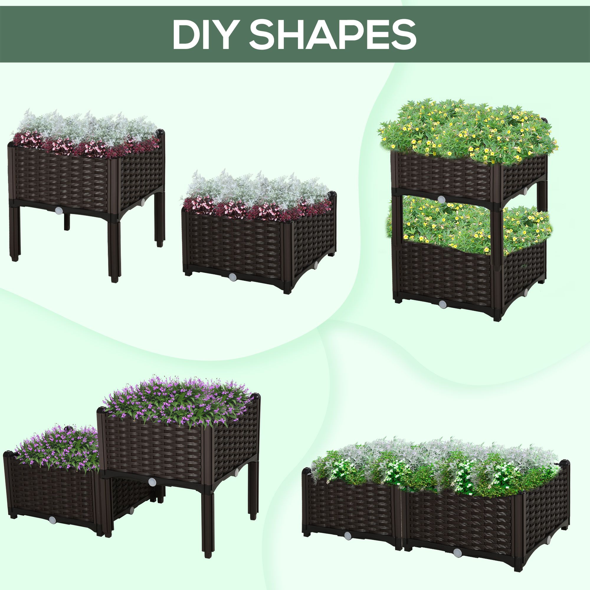 Brown Raised Garden Planter Set with Self-Watering - variant view 7