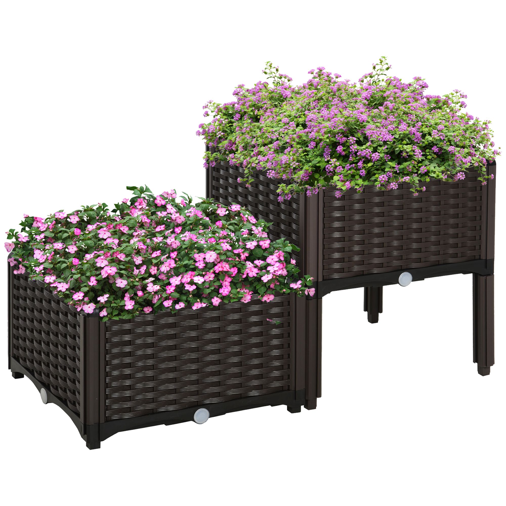 Brown Raised Garden Planter Set with Self-Watering - variant view 3