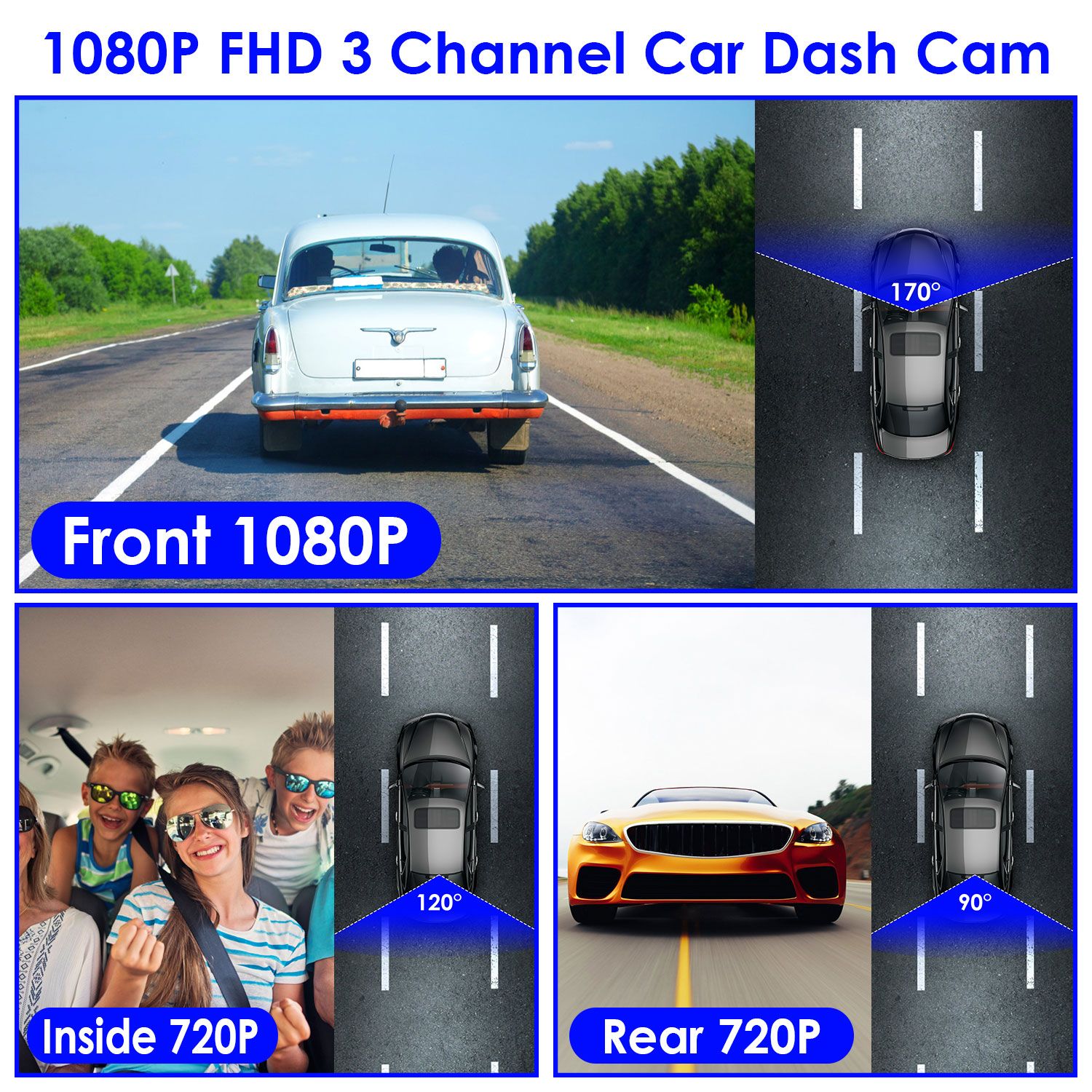 3-Channel FHD Dash Cam with WiFi - variant view 4